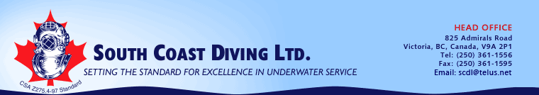 South Coast Diving Ltd. Website Banner